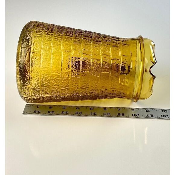 Vintage Amber Indiana Glass Brick Pattern Glass Water Pitcher W/Ice Lip CT0874 - Picture 6 of 7